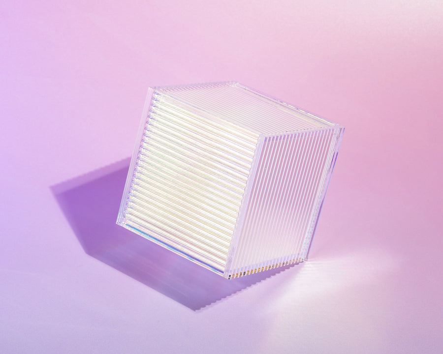 Acrylic Iridescent Effect Riser Cube Props Prop Club 10x10x10cm Stripe 