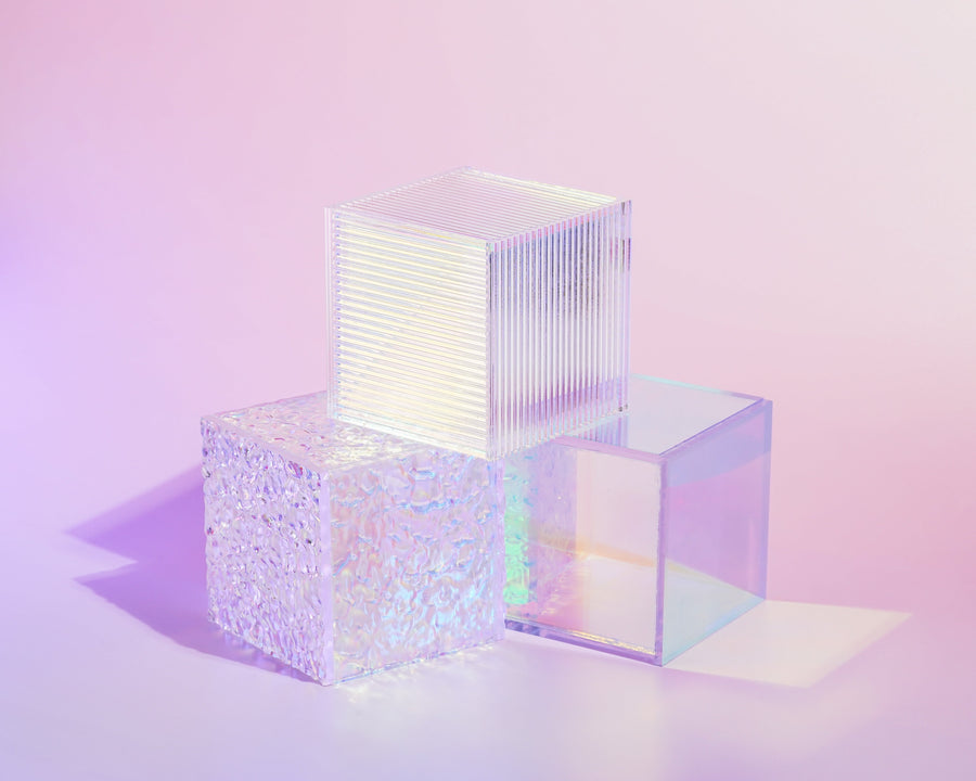 Acrylic Iridescent Effect Riser Cube Props Prop Club 