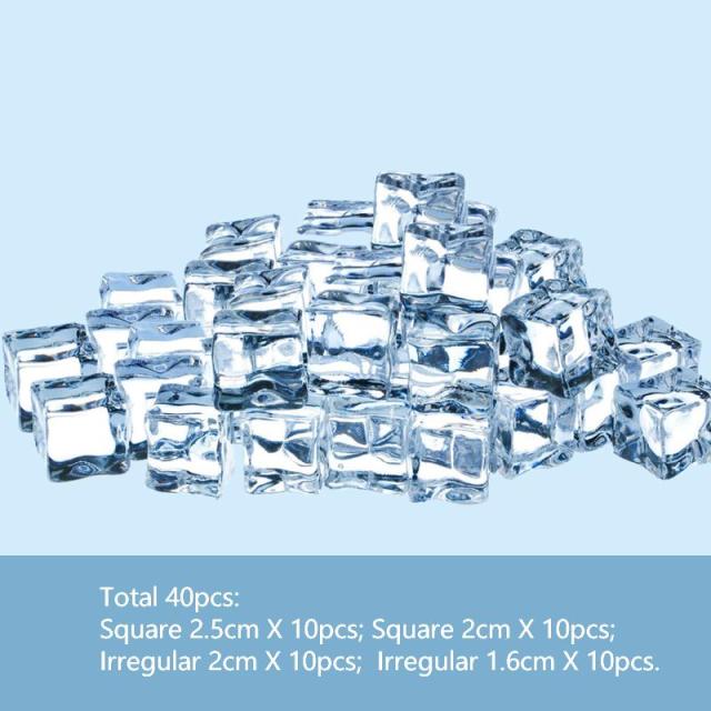 Artificial Ice Cubes Photography Props Prop Club 40pc Set 