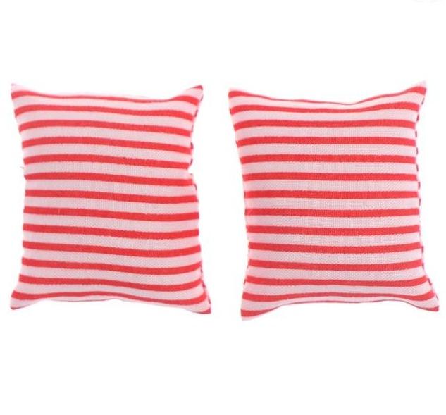 Miniature Beach Pillows Prop Club Red Stripes 