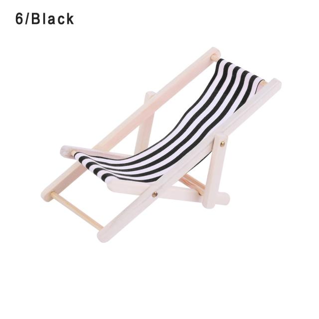 Miniature Sun Lounger Deck Chairs Prop Club Black 