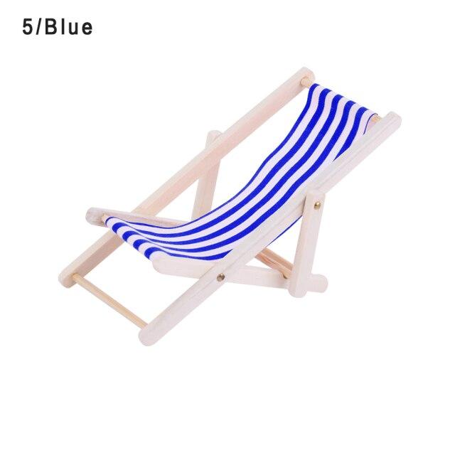 Miniature Sun Lounger Deck Chairs Prop Club Blue 