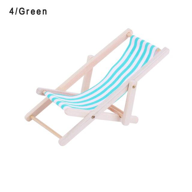 Miniature Sun Lounger Deck Chairs Prop Club Green 