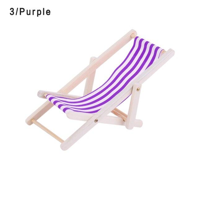 Miniature Sun Lounger Deck Chairs Prop Club Purple 