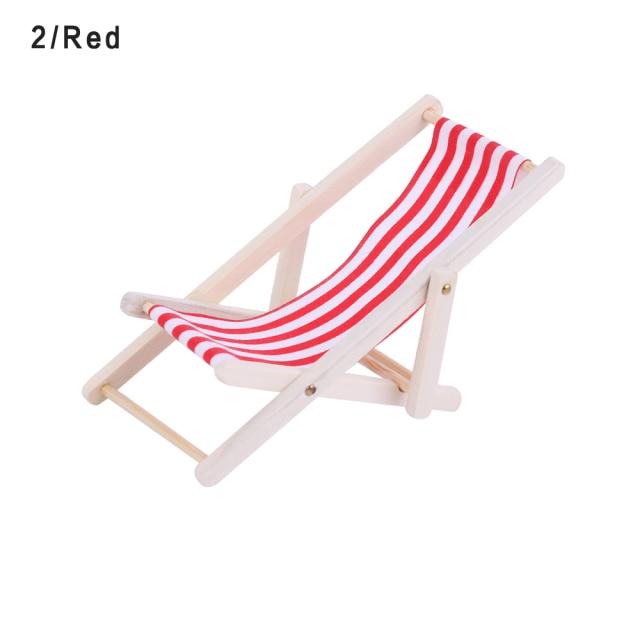 Miniature Sun Lounger Deck Chairs Prop Club Red 