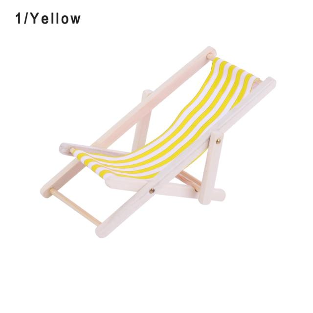 Miniature Sun Lounger Deck Chairs Prop Club Yellow 