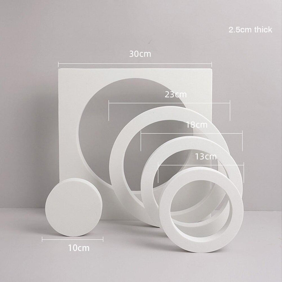 White Geometric Photography Prop Sets (Stairs/Arches/Shapes) Prop Club Set of Circles 